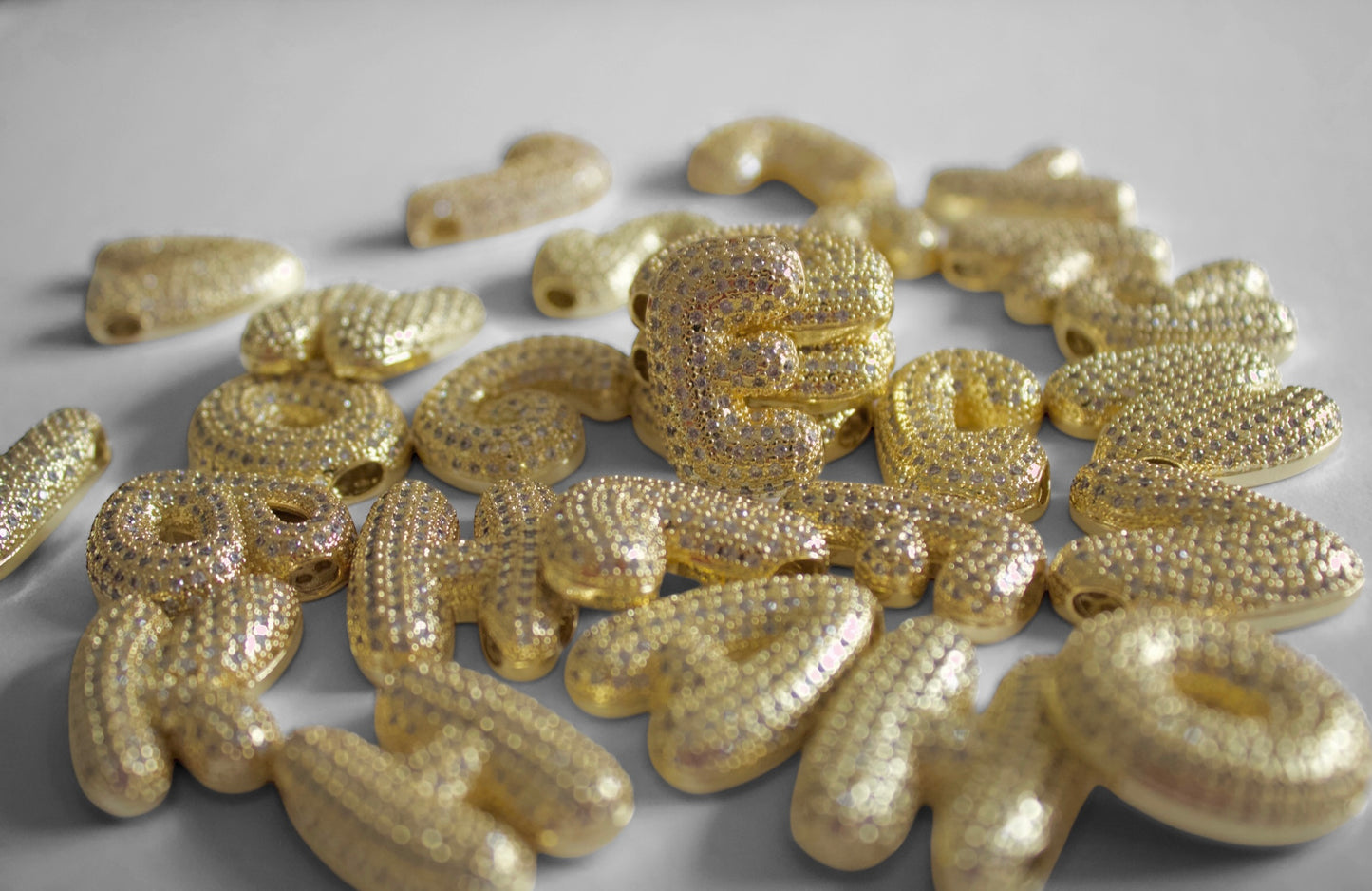 Retro Bubble Rhinestone Letter Necklace