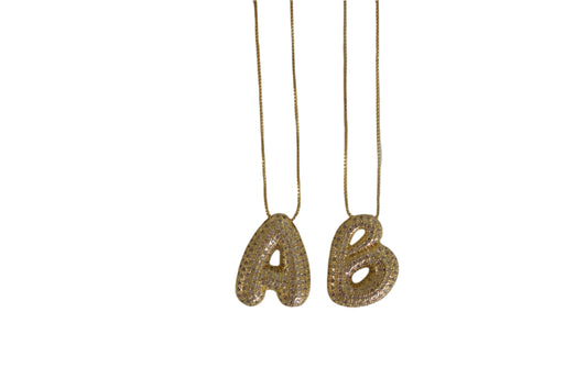Retro Bubble Rhinestone Letter Necklace