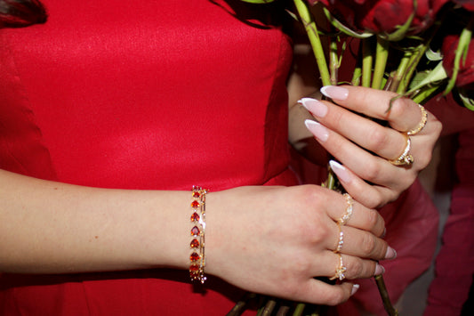 Scarlet Heart Tennis Bracelet