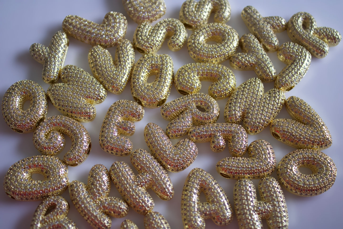 Retro Bubble Rhinestone Letter Necklace