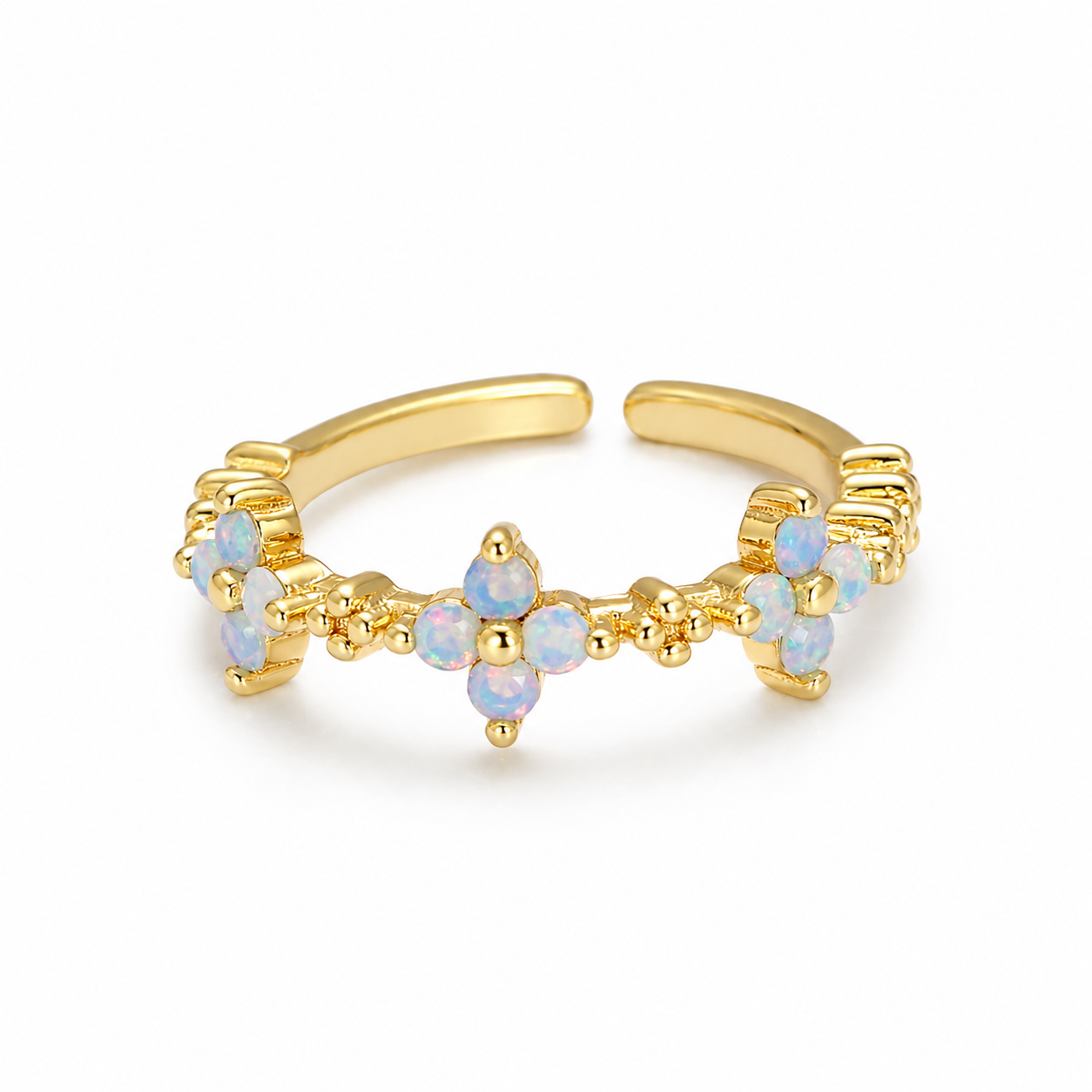 Adjustable Opal Blossom Ring