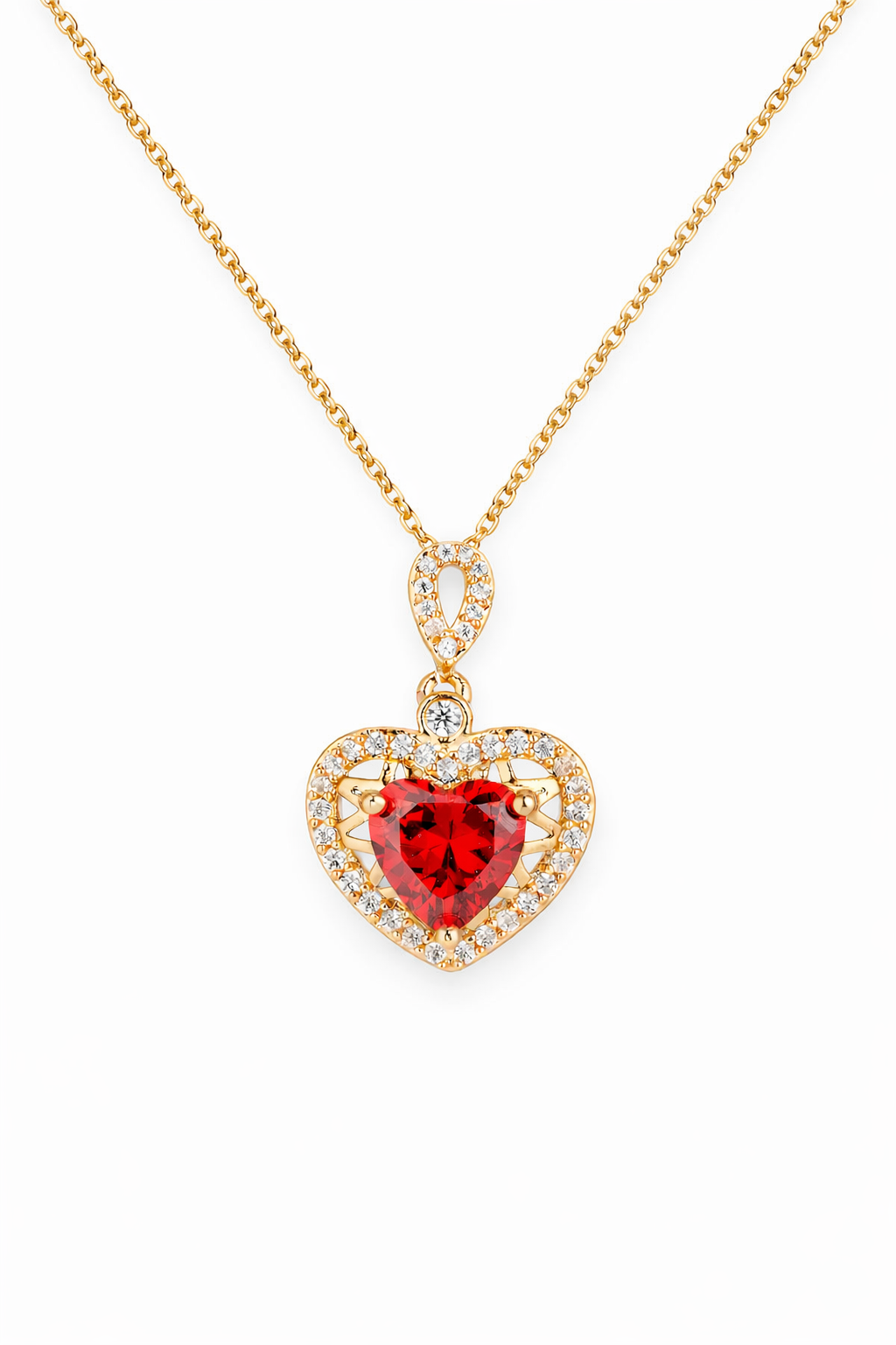 Classic Pavé Heart Charm Necklace
