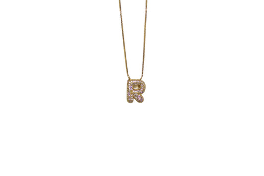 Medium Rhinestone Bubble Letter Necklace
