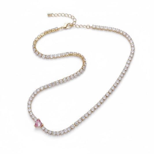 Blush Heart Tennis Necklace
