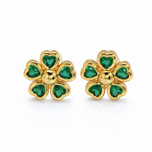 Lucky Heart Clover Studs