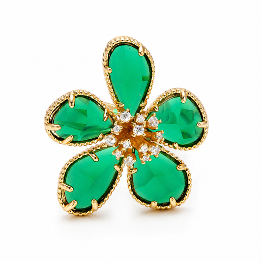 Emerald Bloom Statement Ring