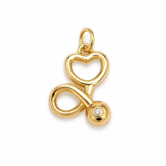 Gold Stethoscope Heart Necklace