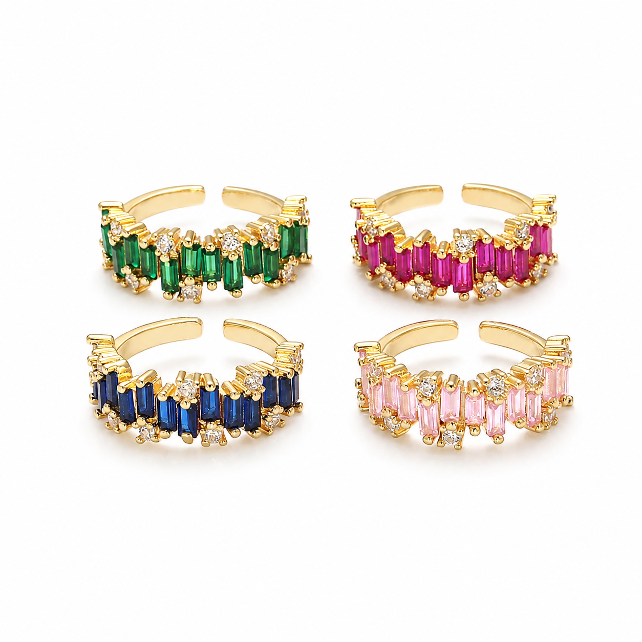 Adjustable Baguette Glow Rings