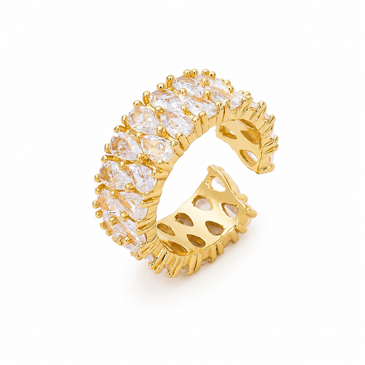 Luxe Crystal Cuff Ring