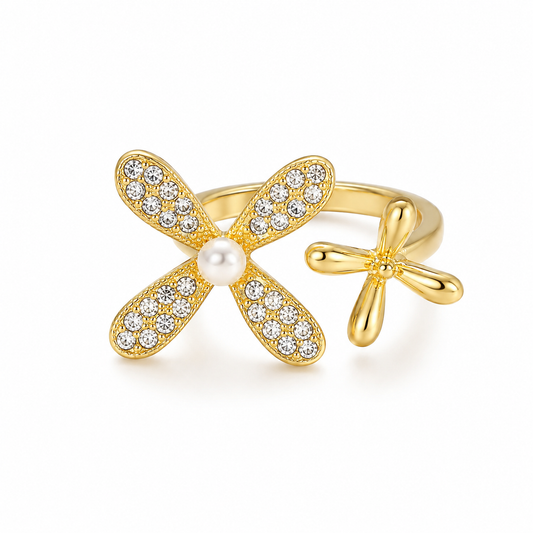 Pearl Blossom Adjustable Ring