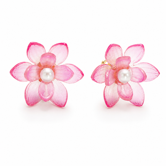 Blush Petal Pearl Stud Earrings