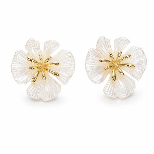 Pearl Bloom Floral Stud Earrings
