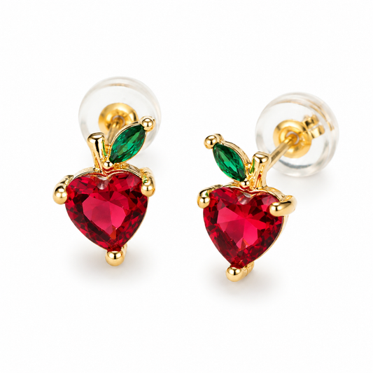 Strawberry Sweetheart Stud Earrings