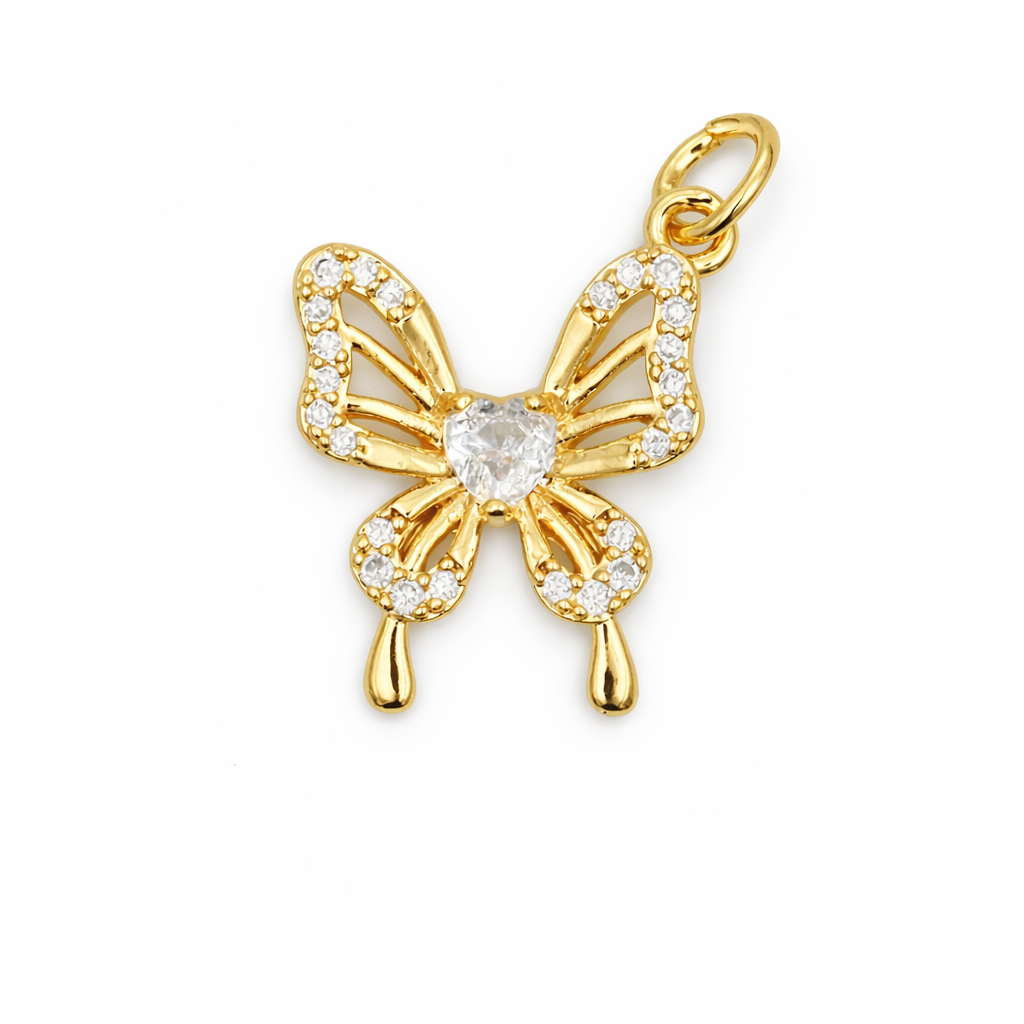 Radiant Butterfly Heart Charm
