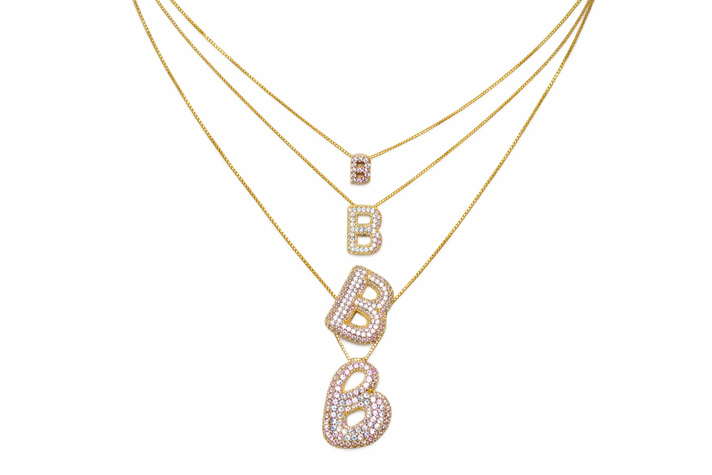 Mini Rhinestone Letter Necklace