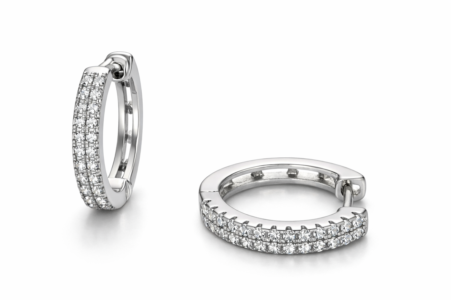Luxe Sterling Double Row Huggies