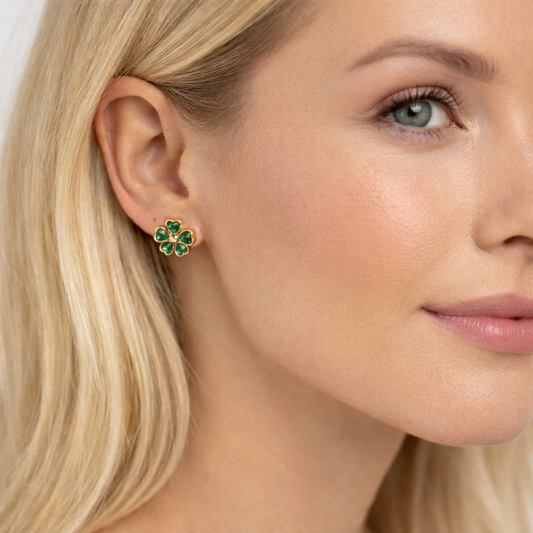 Lucky Heart Clover Studs
