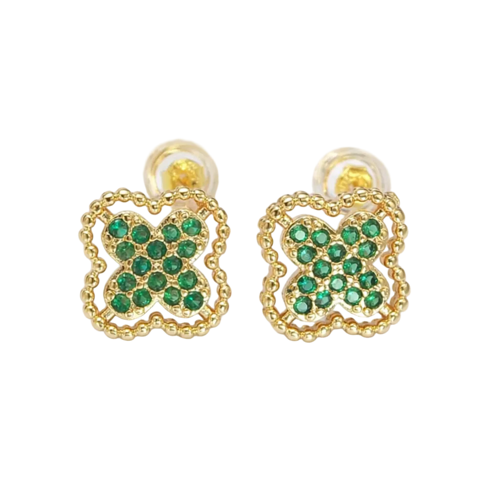 Emerald Beaded Studs