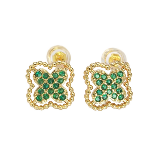Emerald Beaded Studs