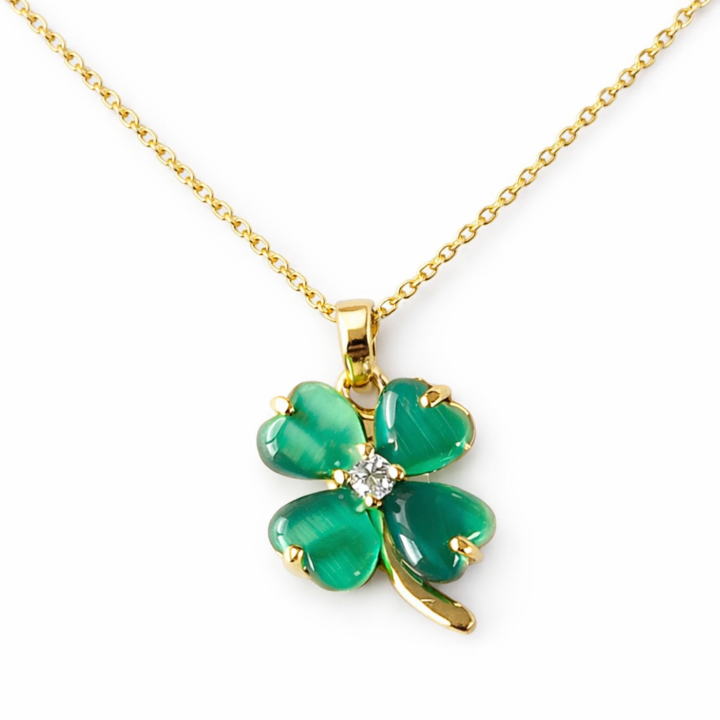 Lucky Clover Heart Pendant Necklace