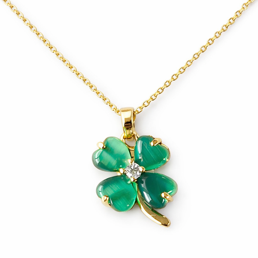 Lucky Clover Heart Pendant Necklace